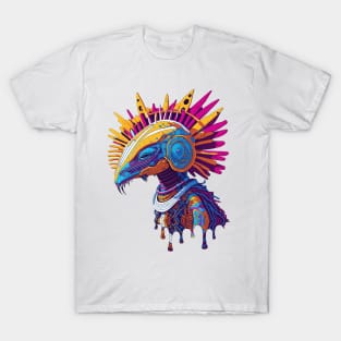 Alien Bird - Ancient Alien with Helmet with Spikes. T-Shirt